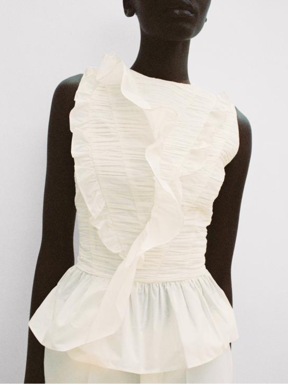 Zara Ivory Ruffle Peplum Top